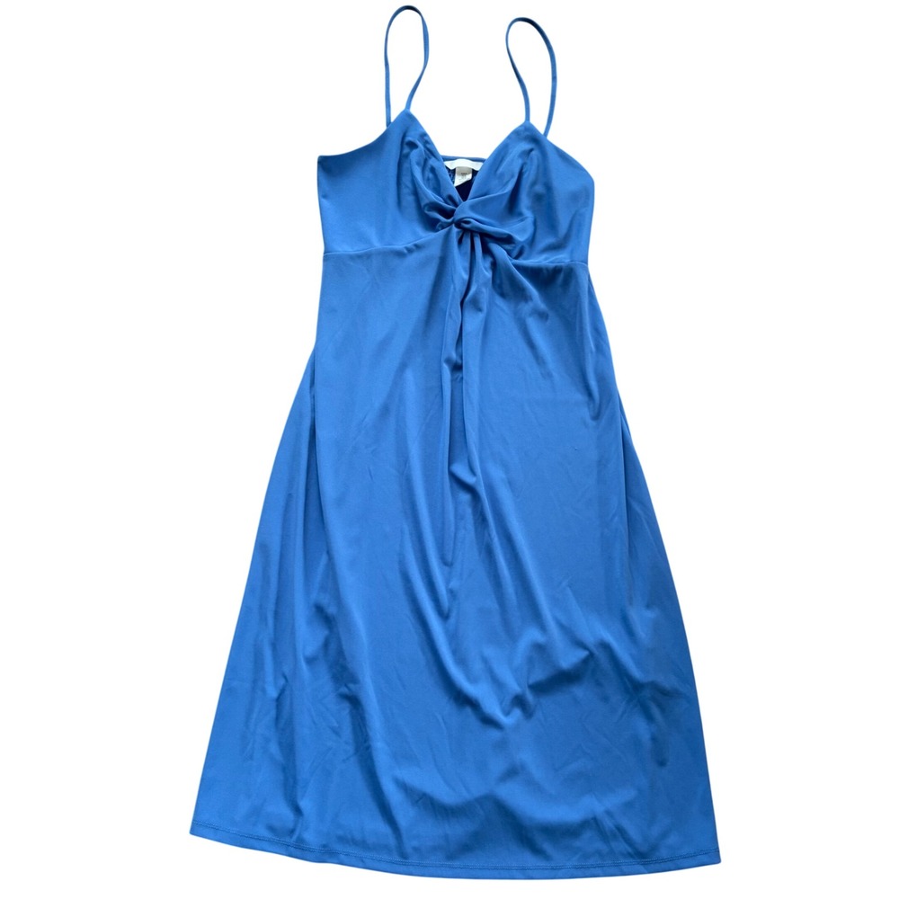 H&M Blue Twist Front Spaghetti Strap Dress Medium Coastal Summer Vacation Travel - Picture 6 of 10